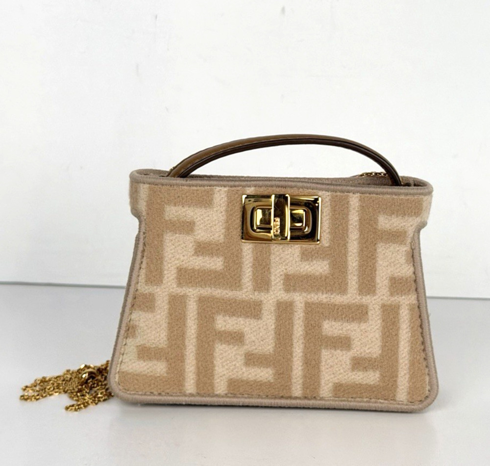 Fendi Nano Peekaboo Charm Bag in Iconic Zucca FF Monogram Canvas K3